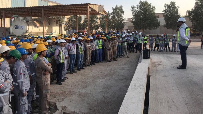 RCC holding a gate meetings regarding the initiatives of the factory, to reduce the injuries during safety performance
